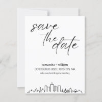 Boston Skyline Save the Date MINIMALISTISCH