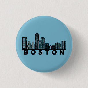 Boston Skyline Silhouette Button