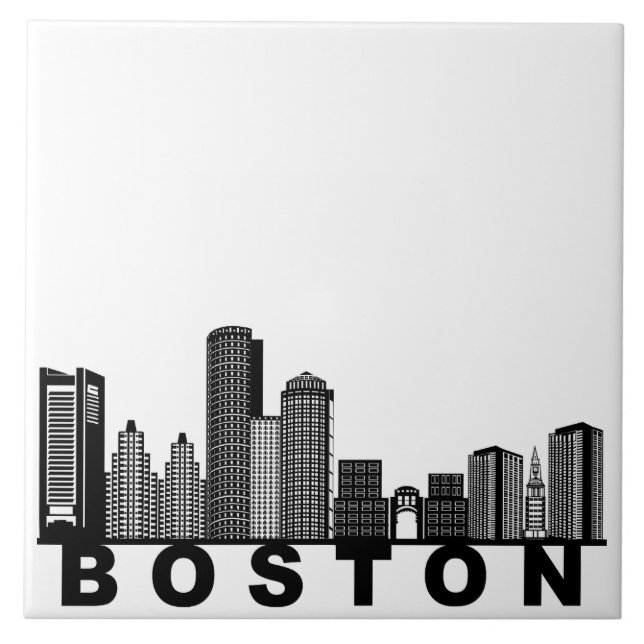 Boston Skyline Silhouette  Fliese (Vorderseite)