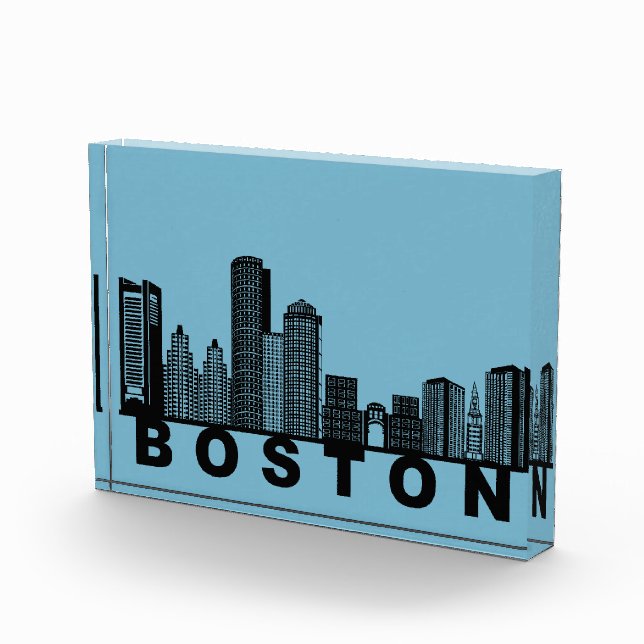 Boston Skyline Silhouette  Fotoblock (Rechts)