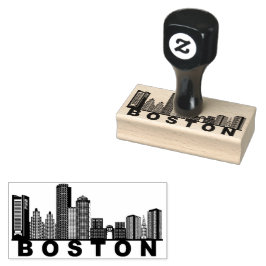 Boston Skyline Silhouette Gummistempel