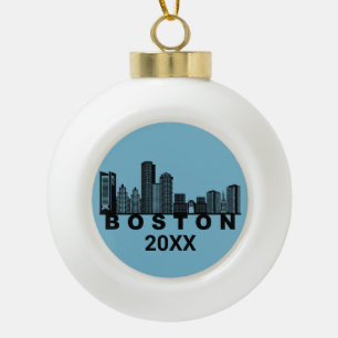 Boston Skyline Silhouette Keramik Kugel-Ornament