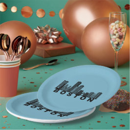 Boston Skyline Silhouette Pappteller