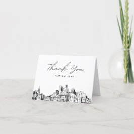Boston Skyline Sketch Blank Danke Karte