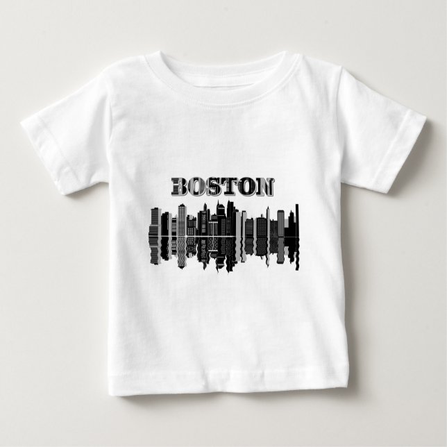 Boston Skyline Typografie Baby T-shirt (Vorderseite)