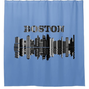 Boston Skyline Typografie Duschvorhang