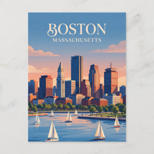 Boston Skyline USA Postkarte