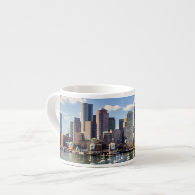 Boston-Skyline von der Ufergegend Espressotasse (Vorderseite Links)