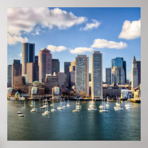 Boston-Skyline von der Ufergegend Poster