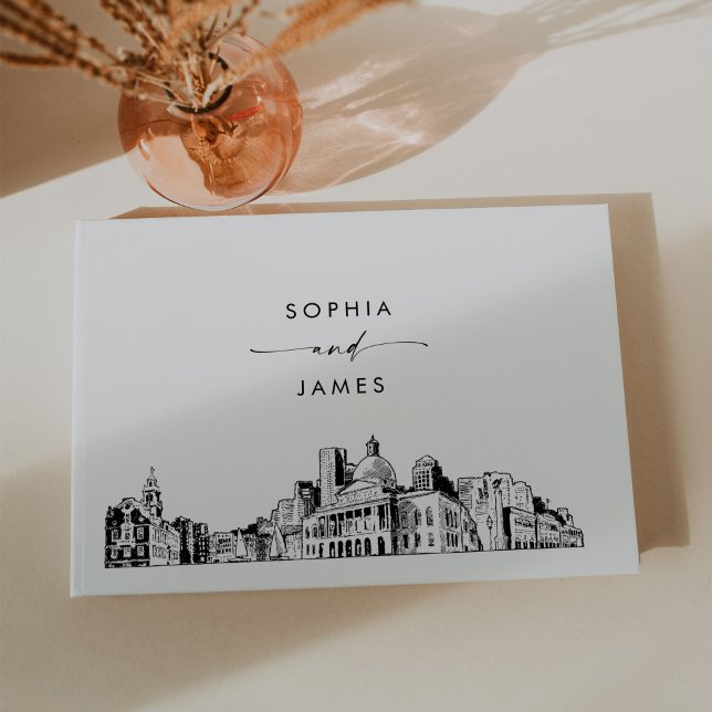 Boston Skyline Wedding Guest Book Gästebuch (Von Creator hochgeladen)