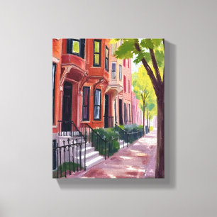 Boston Sommer Massachusetts Brownstones Malerei Leinwanddruck