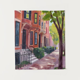 Boston Sommer Massachusetts Brownstones Malerei Wandteppich