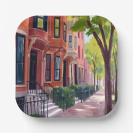 Boston Sommer | Massachusetts Brownstones Pappteller