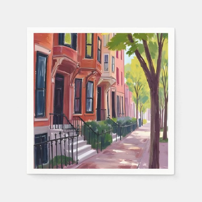 Boston Sommer | Massachusetts Brownstones Serviette (Vorderseite)