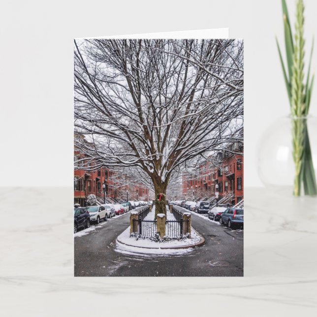 Boston South end Winter Grußkarte Karte (Vorderseite)