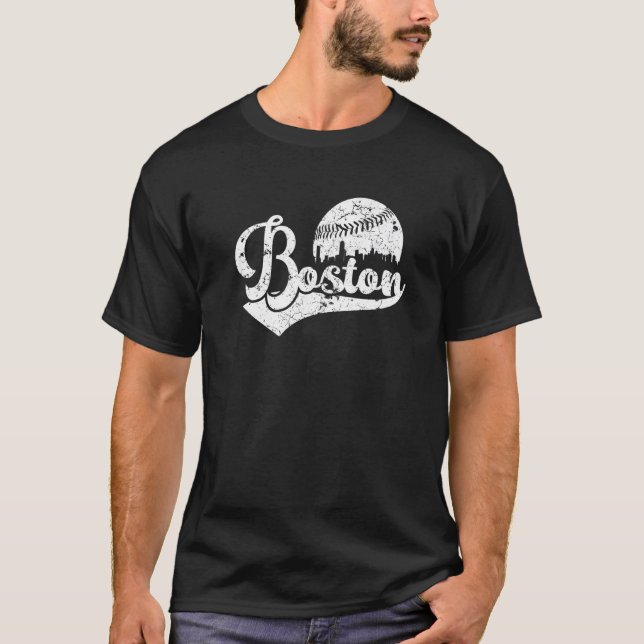 Boston  Souvenir Massachusetts Skyline Hometown T-Shirt (Vorderseite)