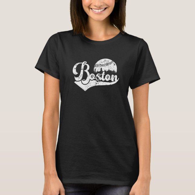 Boston  Souvenir Massachusetts Skyline Hometown T-Shirt (Vorderseite)