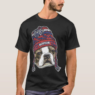 Boston Sports Terrier Red Beanie T-Shirt