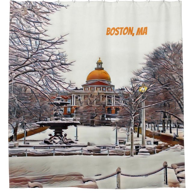 Boston Staat House im Winter Duschvorhang (Vorderseite)