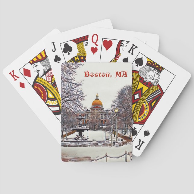 Boston Staat House im Winter Spielkarten (Rückseite)