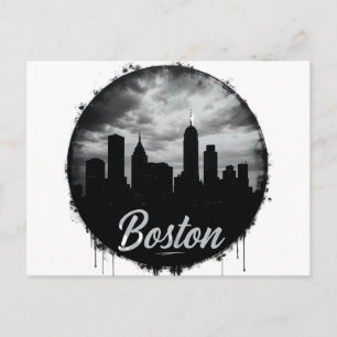Boston Stadt-Silhouette – Moderne minimalistische Postkarte