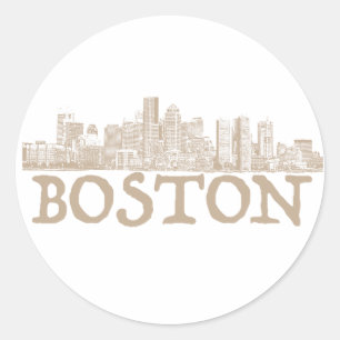 Boston-Stadt-Skylineaufkleber Runder Aufkleber