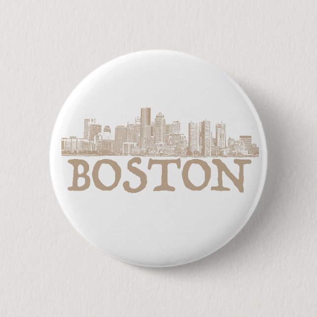 Boston-Stadt-Skylineknopf Button (Vorderseite)