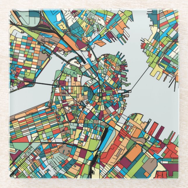 Boston-Stadt USA Glasuntersetzer (Vorderseite)