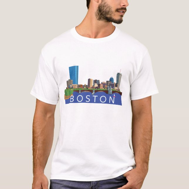 Boston-Stadtbild-Skyline-Computer-Illustration T-Shirt (Vorderseite)