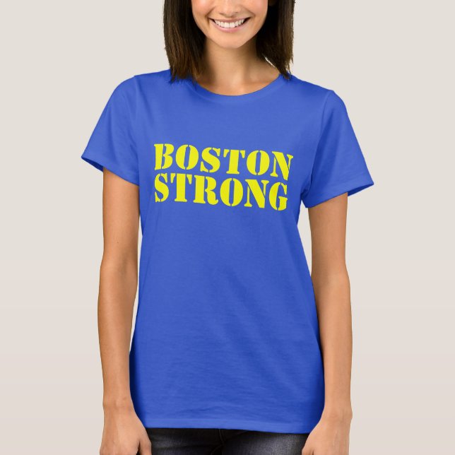 BOSTON STARKER gelber und blauer Schablone-T - T-Shirt (Vorderseite)