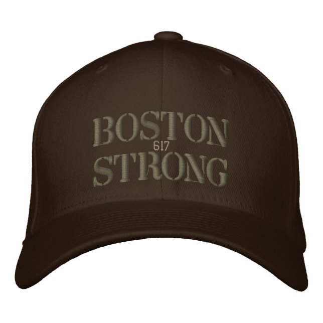 Boston Strong 617 Ribbon Edition Bestickte Baseballkappe (Vorderseite)