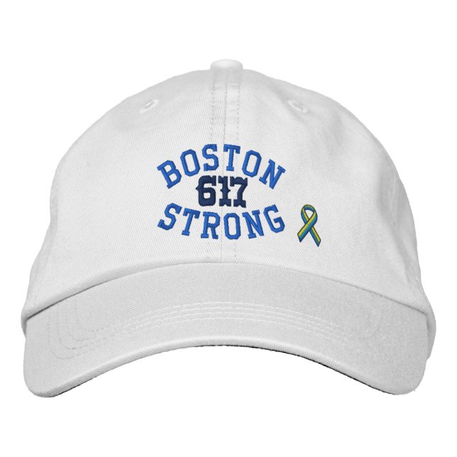 Boston Strong 617 Ribbon Edition Bestickte Baseballkappe (Vorderseite)