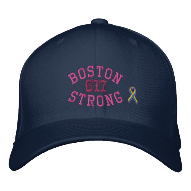Boston Strong 617 Ribbon Edition Bestickte Kappe (Vorderseite)