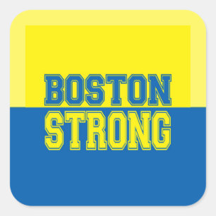 Boston Strong Geschenk Gelb und Blau Quadratischer Aufkleber