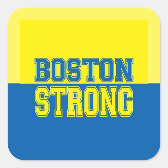 Boston Strong Geschenk Gelb und Blau Quadratischer Aufkleber (Vorderseite)