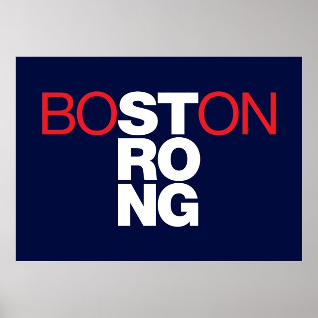 Boston Strong Helvetica Poster auf marineblau (Vorne)