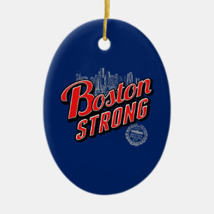 Boston Strong in rot und blau dekoriert Keramikornament