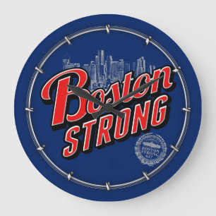 Boston Strong in Rot und Blau Große Wanduhr