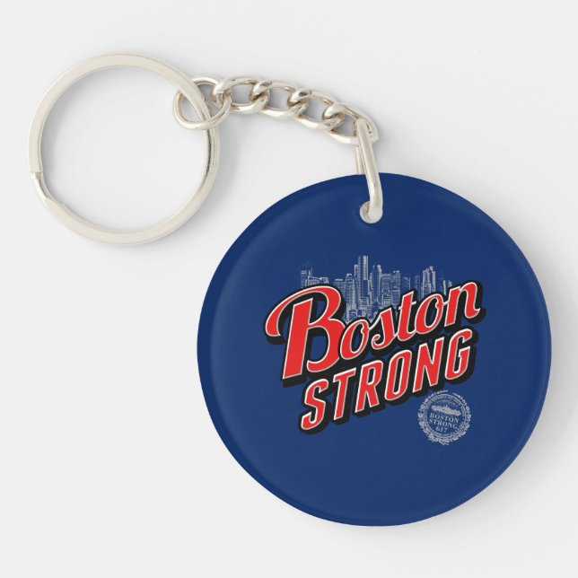 Boston Strong in Rot und Blau Schlüsselanhänger (Vorderseite)