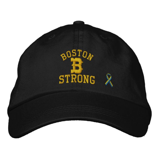 Boston Strong Ribbon Edition Bestickte Baseballkappe (Vorderseite)