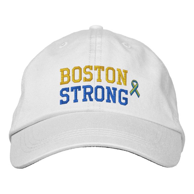 Boston Strong Ribbon Edition Bestickte Baseballkappe (Vorderseite)