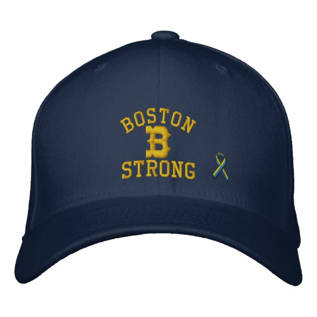 Boston Strong Ribbon Edition Bestickte Baseballkappe (Vorderseite)