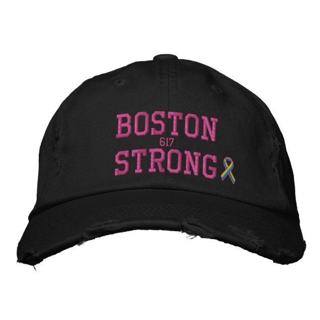 Boston Strong Ribbon Edition Bestickte Baseballkappe (Vorderseite)