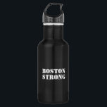 "Boston Strong" schwarz Edelstahlflasche<br><div class="desc">Flasche aus weißem,  schwarzem Edelstahl,  "Boston Strong"</div>