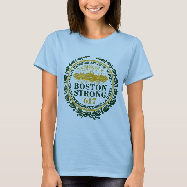 Boston Strong Siegel Grunge T-Shirt (Vorderseite)