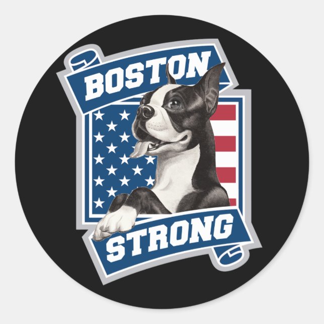BOSTON STRONG TERRIER RUNDER AUFKLEBER (Vorderseite)