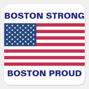 Boston Strong und Strong mit Patriotic USA Flag Quadratischer Aufkleber