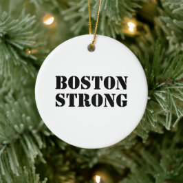 Boston Strong white and black Christmas Keramik Ornament