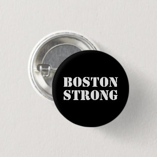 "Boston Strong" white black Button
