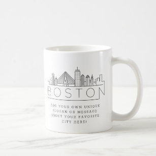 Boston Stylized Skyline   Benutzerdefinierter Slog Kaffeetasse